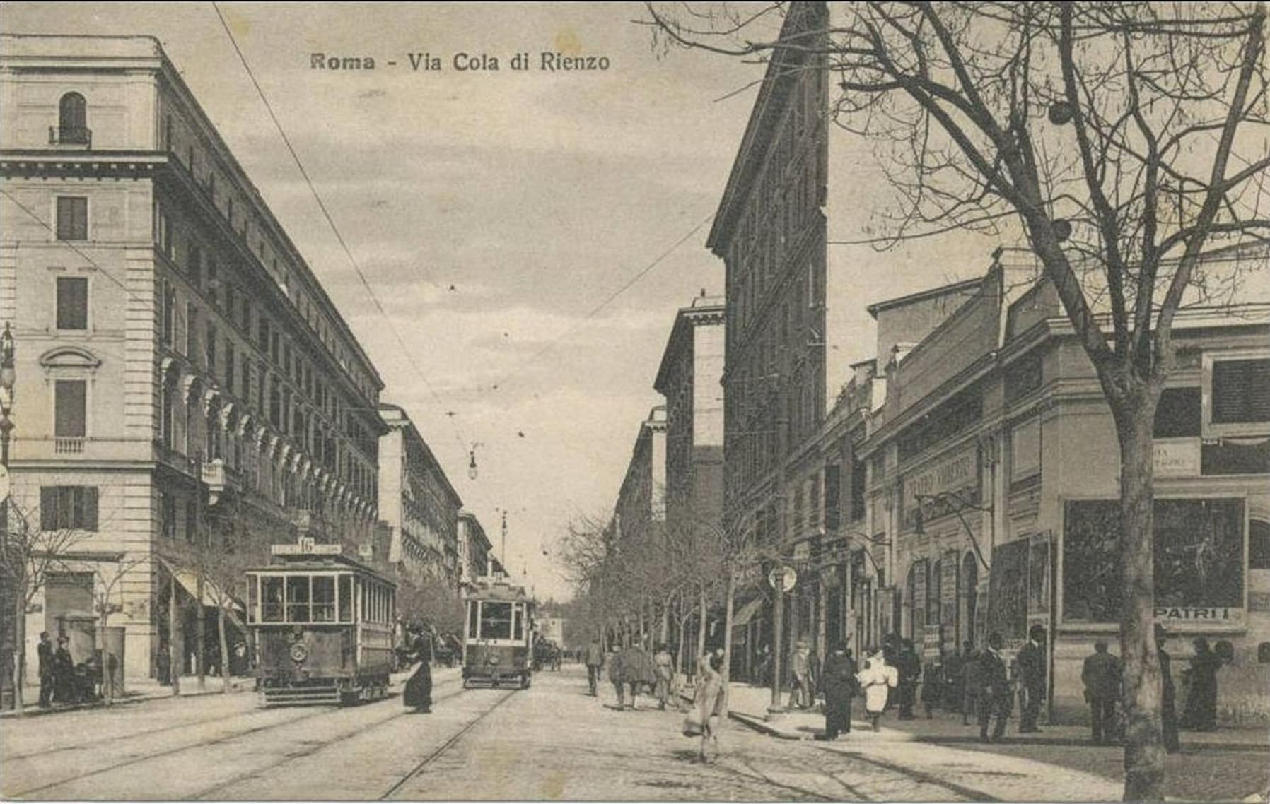 Historic Via Cola di Rienzo Historic Via Cola di Rienzo with trams and pedestrians in Rome.